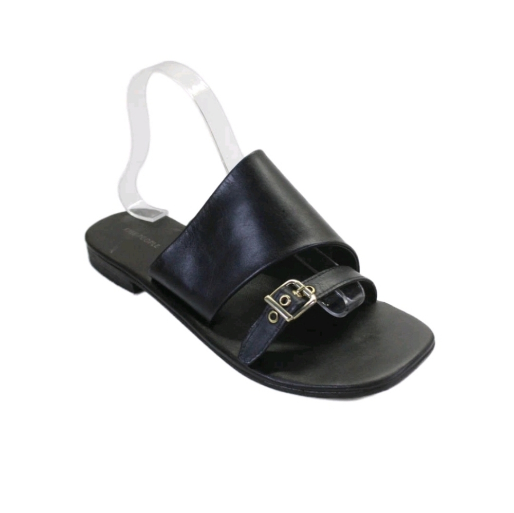 FREE PEOPLE Mila Minimal Flat Sandals / Black Sz 10 NIB